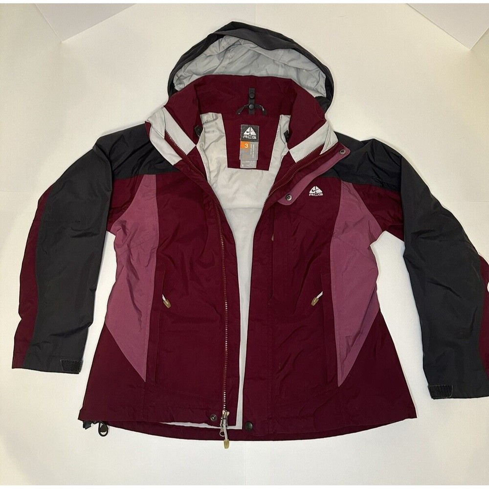 Nike ACG 3 Outer Layer Jacket W/ ACG 2 Thermal Layer Maroon Pink Women’s S READ